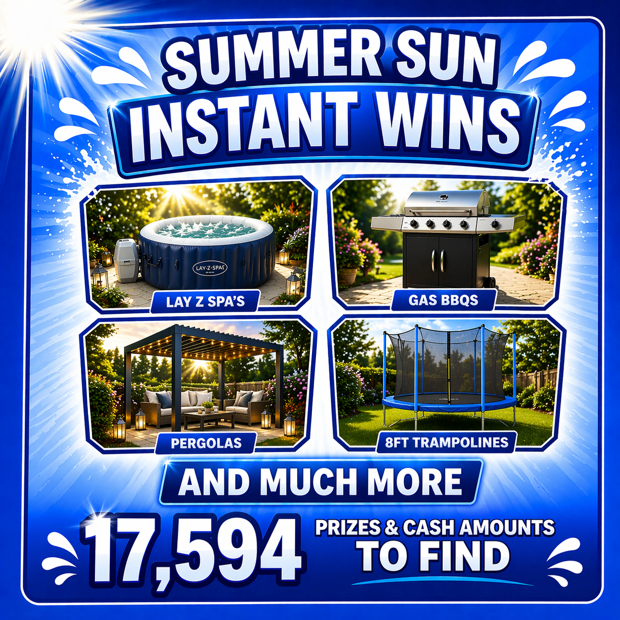 SUMMER SUN SCRATCH & WIN!! 17,594 CASH & PRIZES!! £1000 JACKPOT