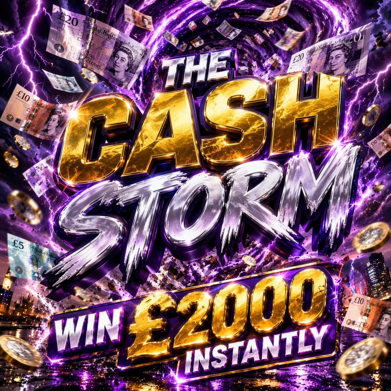 THE CASH STORM SCRATCH & WIN!! WIN £2000 INSTANTLY!! £500 JACKPOT