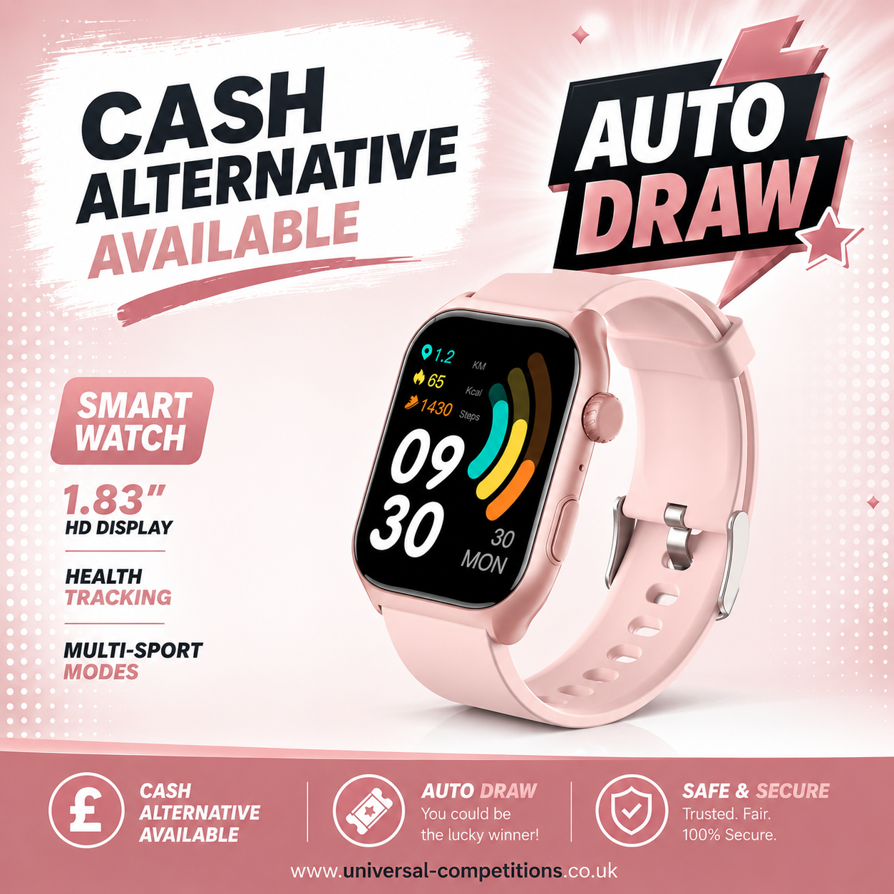 Smart Fitness Watch or Cash!! Only 30 Tickets!! AUTO DRAWN!! 10/09
