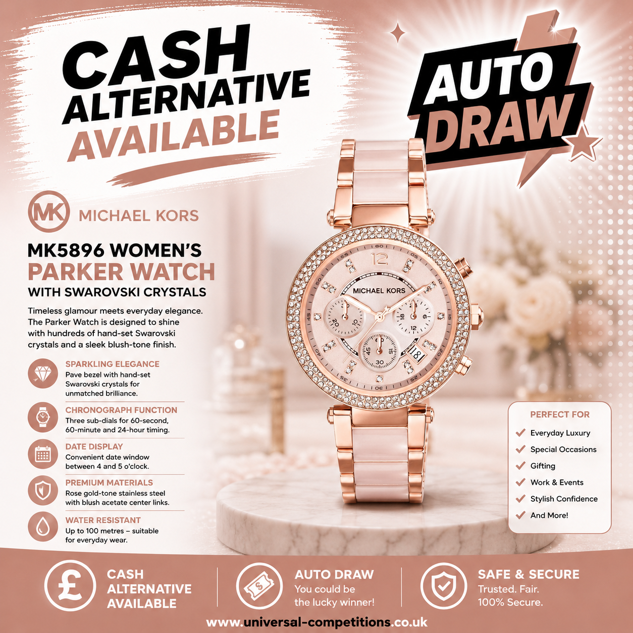 Ladies Michael Kors Watch or Cash or Cash!! Only 49 Tickets!! AUTO DRAWN!! 23/07