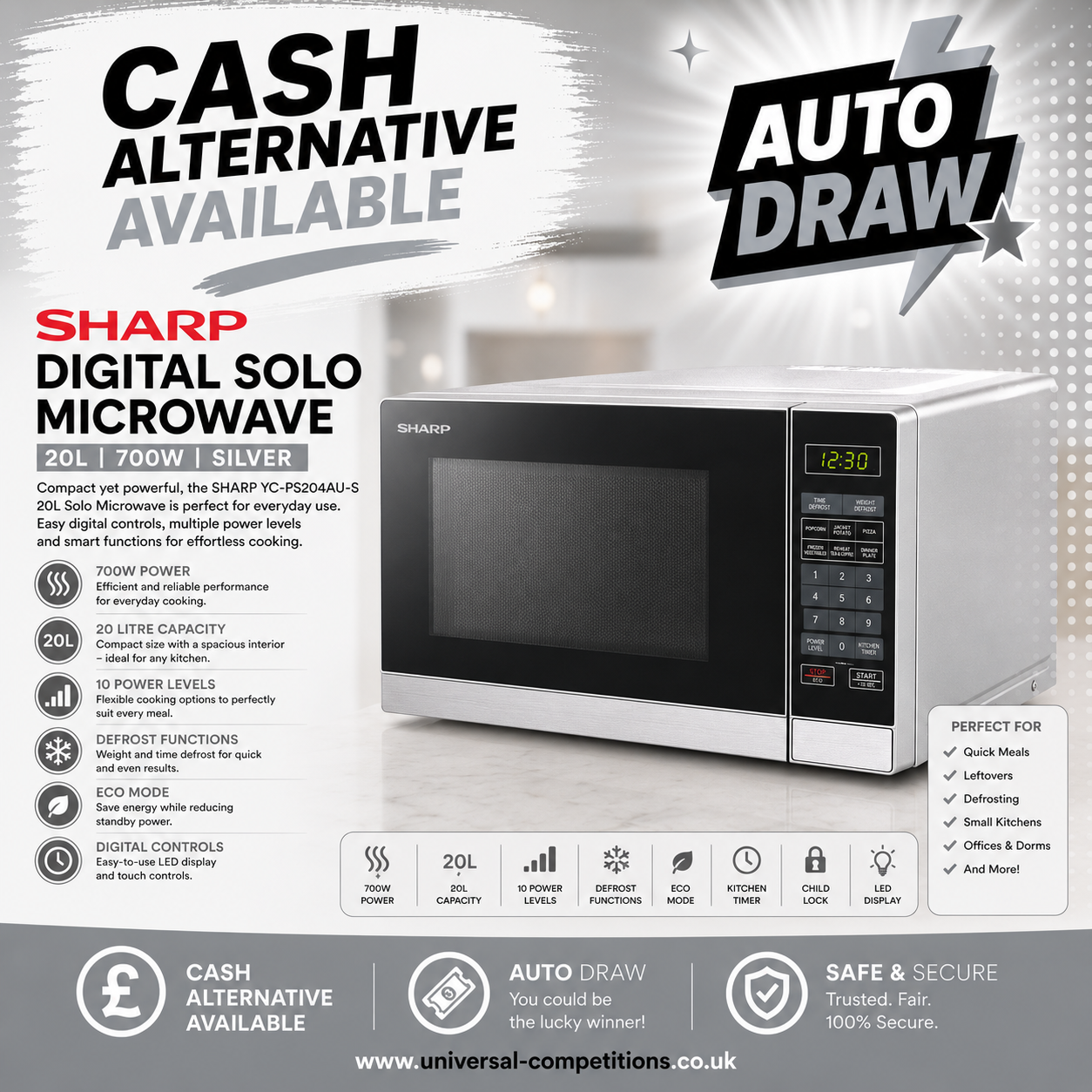 SHARP Digital Microwave or Cash!! Only 69 Tickets!! AUTO DRAWN!! 06/08