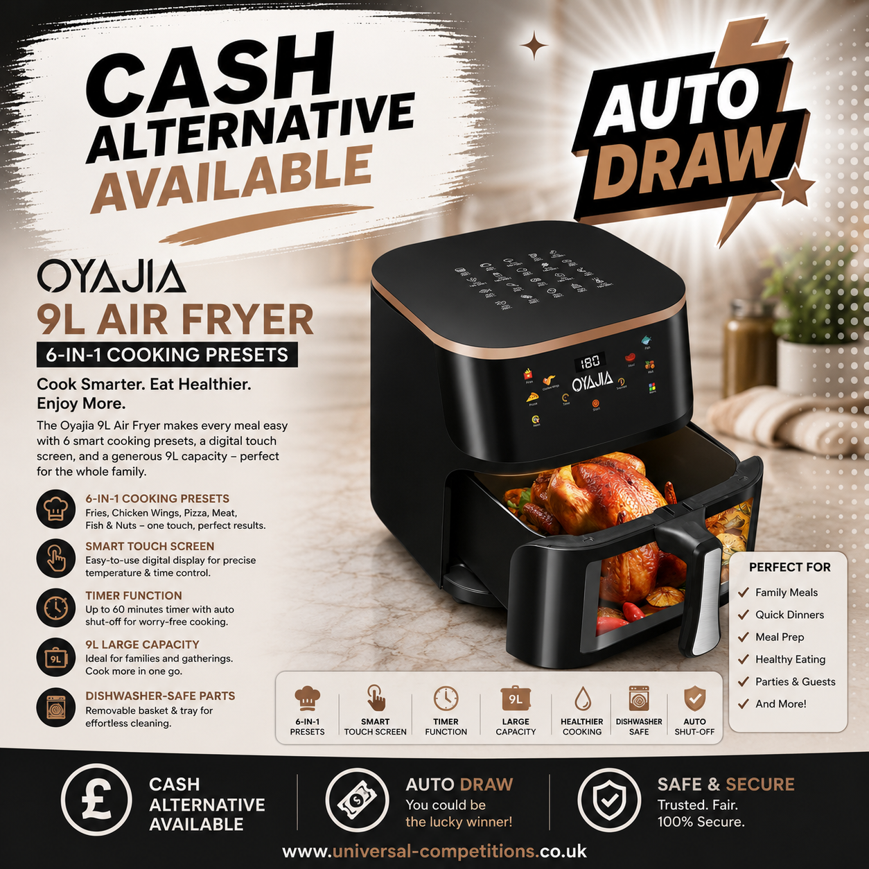 6 in1 Air Fryer or Cash!! Only 39 Tickets!! AUTO DRAWN!! 30/07