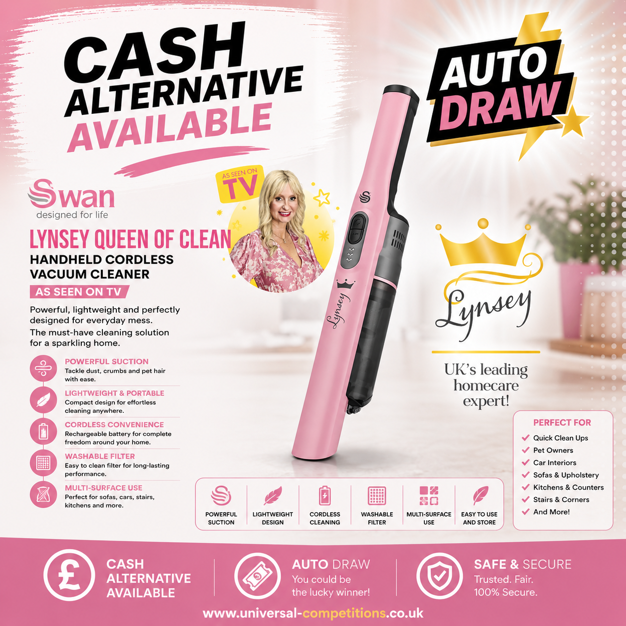 Queen of Clean Handheld Cordless Vacuum or Cash!! Only 59 Tickets!! AUTO DRAWN!! 06/08
