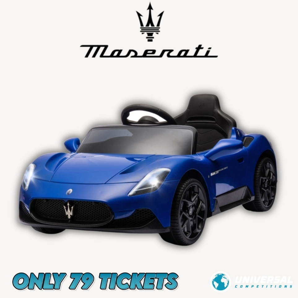 Maserati MC20 Car 12V Electric Ride On Blue or Cash!! Only 79 Tickets!! 17/08