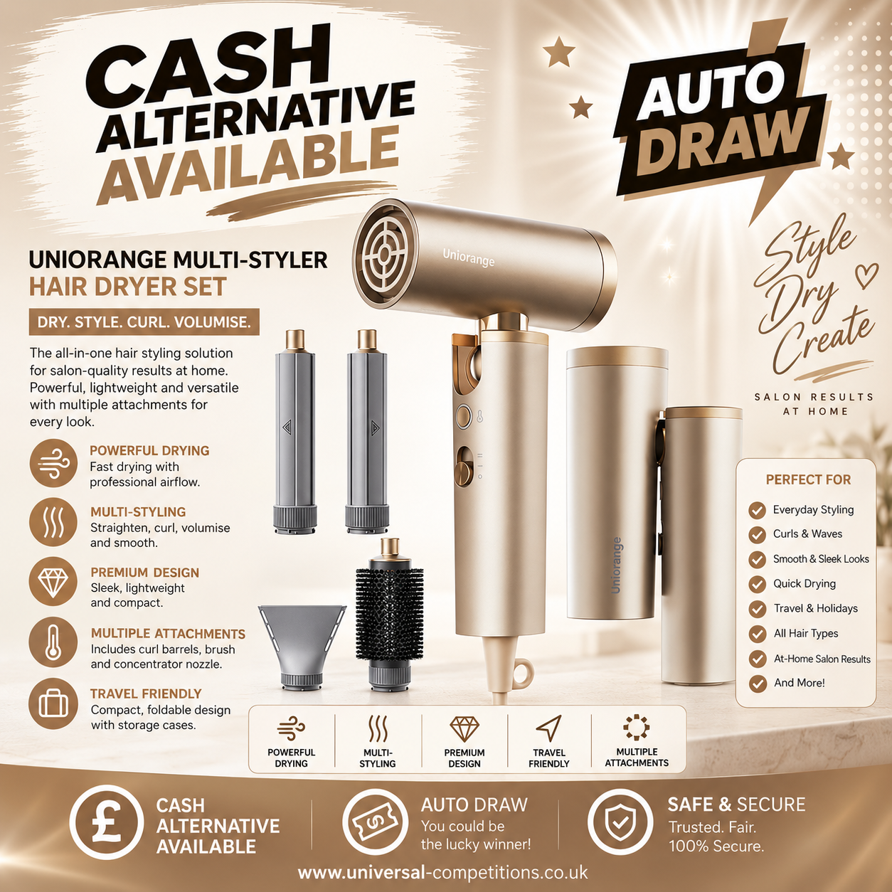 Rose Gold Hair Dryer or Cash!! Only 40 Tickets!! AUTO DRAWN!! 24/09