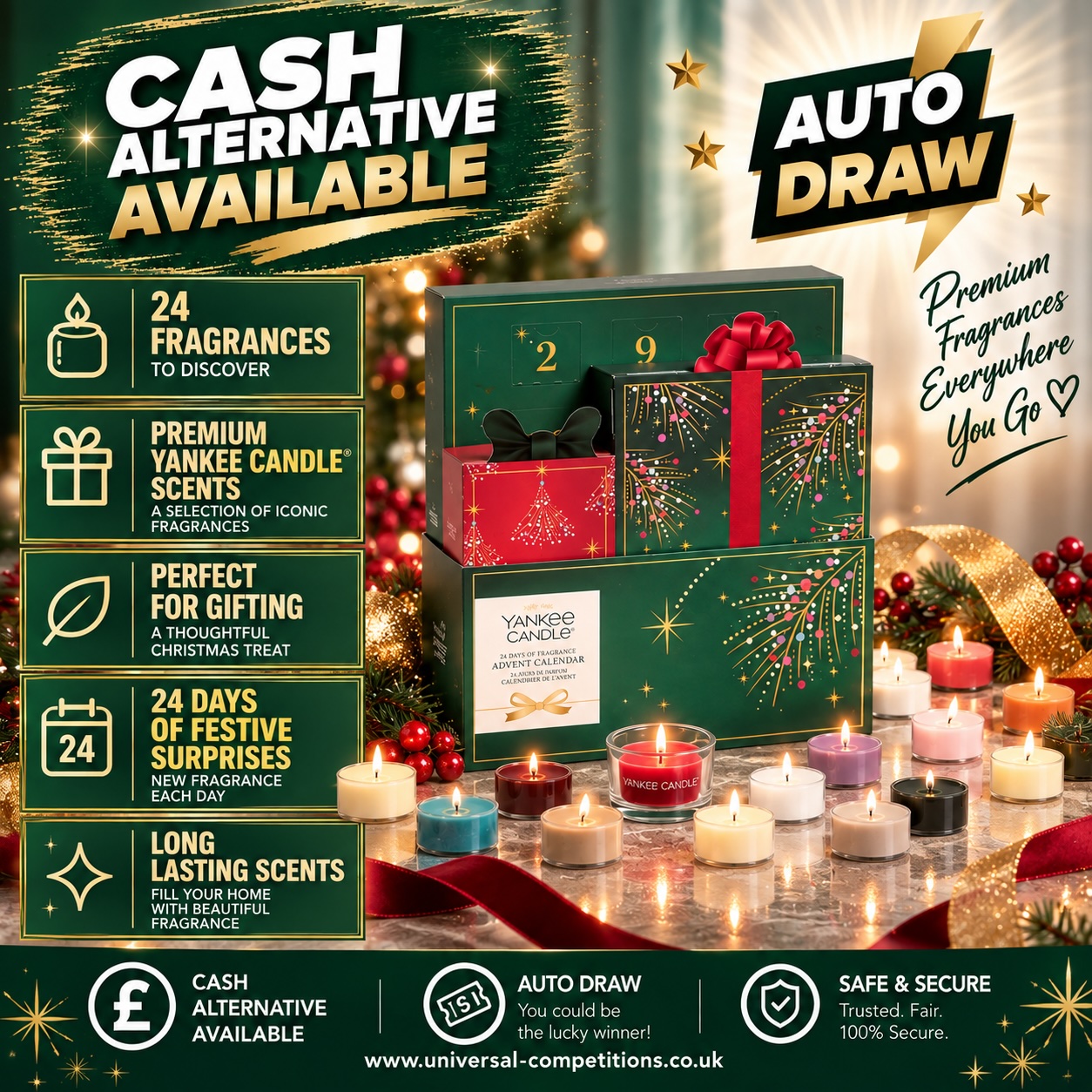 Yankee Candle Advent or Cash!! Only 35 Tickets!! AUTO DRAWN!! 15/10